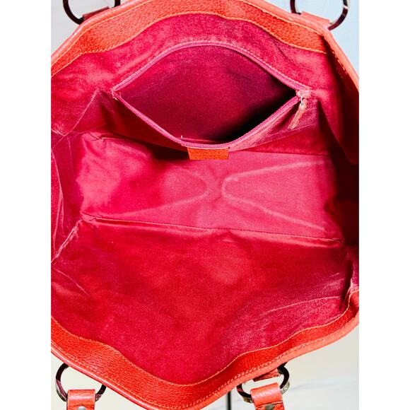 Gucci GG Canvas Red Tote Bag Leather Trim Top Handle Shoulder – Medium - Picture 9 of 9